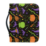 Halloween Wizard Pattern Print Leather Bible Cover