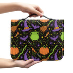 Halloween Wizard Pattern Print Leather Bible Cover