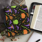 Halloween Wizard Pattern Print Leather Bible Cover