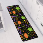 Halloween Wizard Pattern Print Long Kitchen Mat