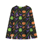 Halloween Wizard Pattern Print Long Sleeve Short Coat