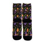 Halloween Wizard Pattern Print Long Socks