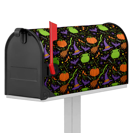 Halloween Wizard Pattern Print Mailbox Cover