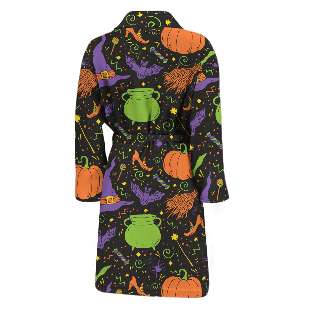 Halloween Wizard Pattern Print Men's Bathrobe