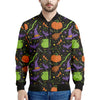 Halloween Wizard Pattern Print Men's Bomber Jacket