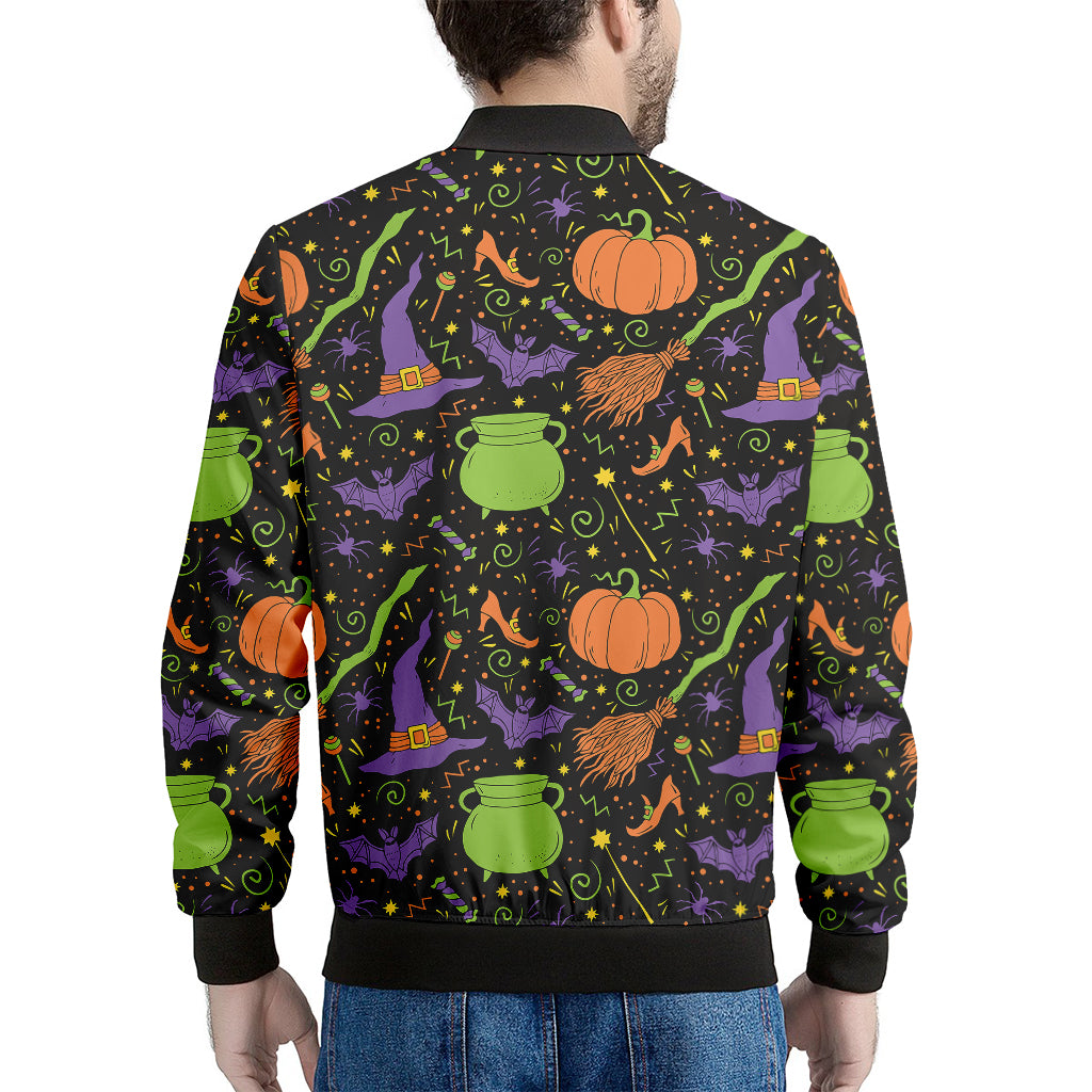 Halloween Wizard Pattern Print Men's Bomber Jacket
