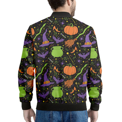 Halloween Wizard Pattern Print Men's Bomber Jacket
