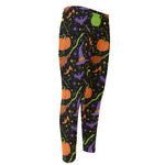 Halloween Wizard Pattern Print Men's Compression Pants