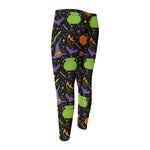 Halloween Wizard Pattern Print Men's Compression Pants