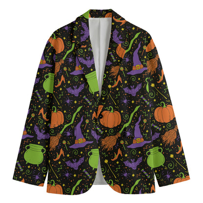 Halloween Wizard Pattern Print Men's Cotton Blazer
