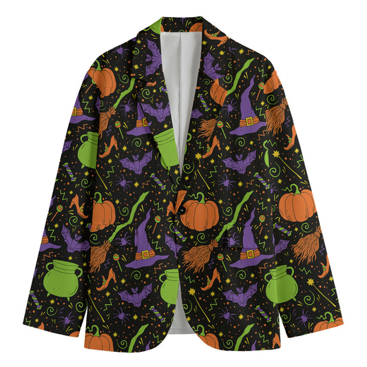 Halloween Wizard Pattern Print Men's Cotton Blazer