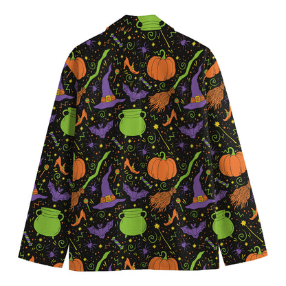 Halloween Wizard Pattern Print Men's Cotton Blazer
