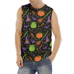 Halloween Wizard Pattern Print Men's Fitness Tank Top