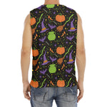 Halloween Wizard Pattern Print Men's Fitness Tank Top