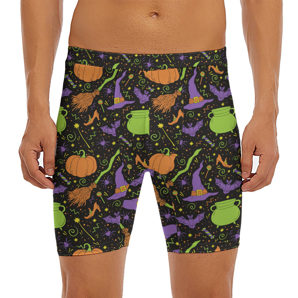 Halloween Wizard Pattern Print Men's Long Boxer Briefs