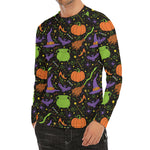 Halloween Wizard Pattern Print Men's Long Sleeve Rash Guard