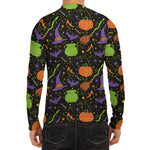 Halloween Wizard Pattern Print Men's Long Sleeve Rash Guard
