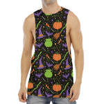 Halloween Wizard Pattern Print Men's Muscle Tank Top