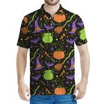 Halloween Wizard Pattern Print Men's Polo Shirt