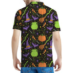 Halloween Wizard Pattern Print Men's Polo Shirt