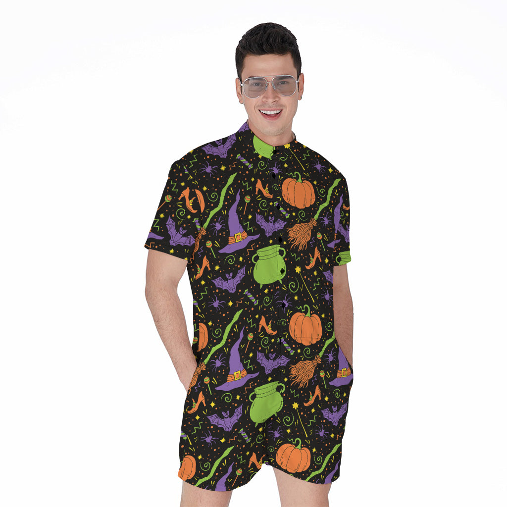 Halloween Wizard Pattern Print Men's Rompers