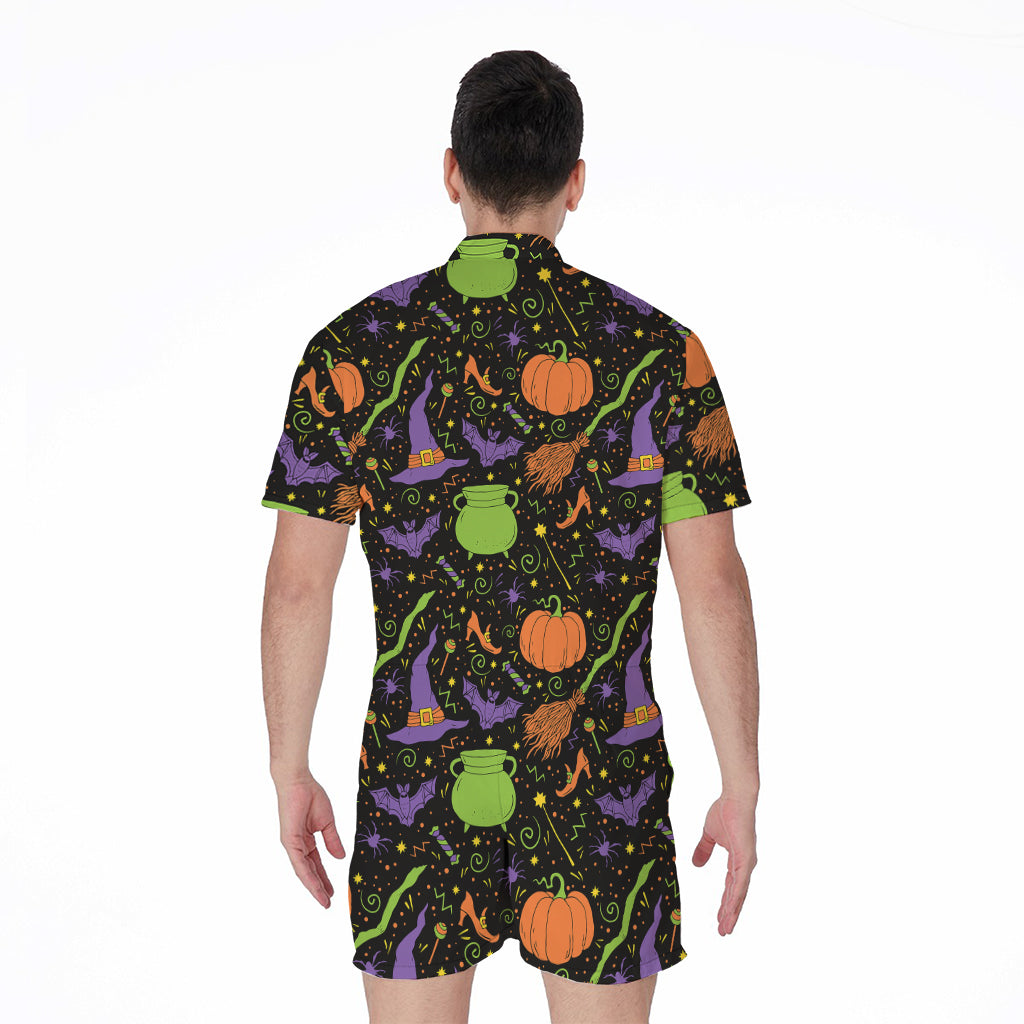 Halloween Wizard Pattern Print Men's Rompers
