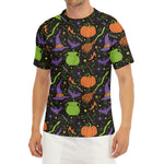 Halloween Wizard Pattern Print Men's Short Sleeve Rash Guard