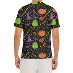 Halloween Wizard Pattern Print Men's Short Sleeve Rash Guard