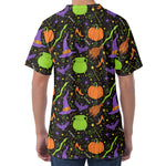 Halloween Wizard Pattern Print Men's Velvet T-Shirt