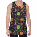 Halloween Wizard Pattern Print Men's Velvet Tank Top