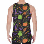 Halloween Wizard Pattern Print Men's Velvet Tank Top