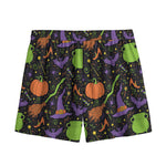 Halloween Wizard Pattern Print Mesh Shorts