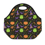 Halloween Wizard Pattern Print Neoprene Lunch Bag