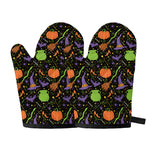 Halloween Wizard Pattern Print Oven Mitts