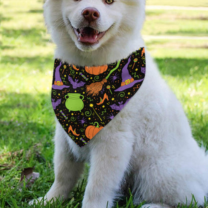 Halloween Wizard Pattern Print Over The Collar Dog Bandana