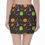 Halloween Wizard Pattern Print Pencil Mini Skirt