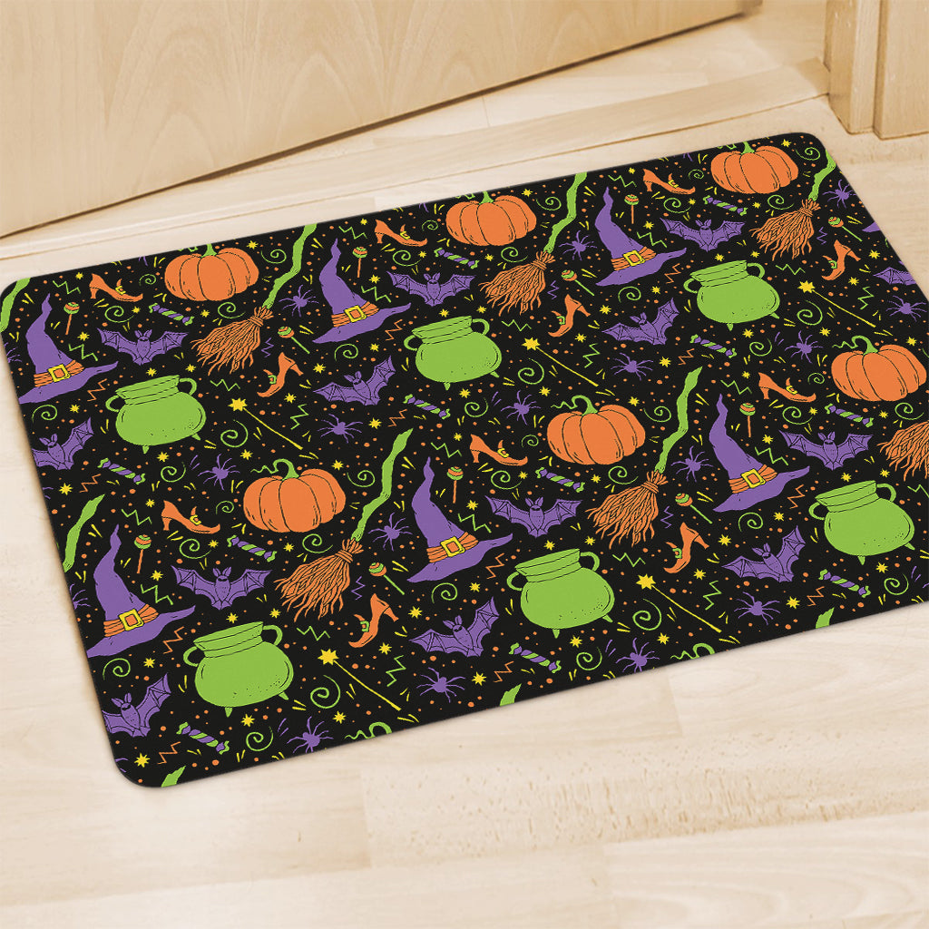 Halloween Wizard Pattern Print Polyester Doormat