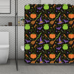 Halloween Wizard Pattern Print Polyester Shower Curtain