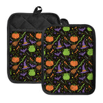 Halloween Wizard Pattern Print Pot Holders With Pocket