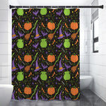 Halloween Wizard Pattern Print Premium Shower Curtain