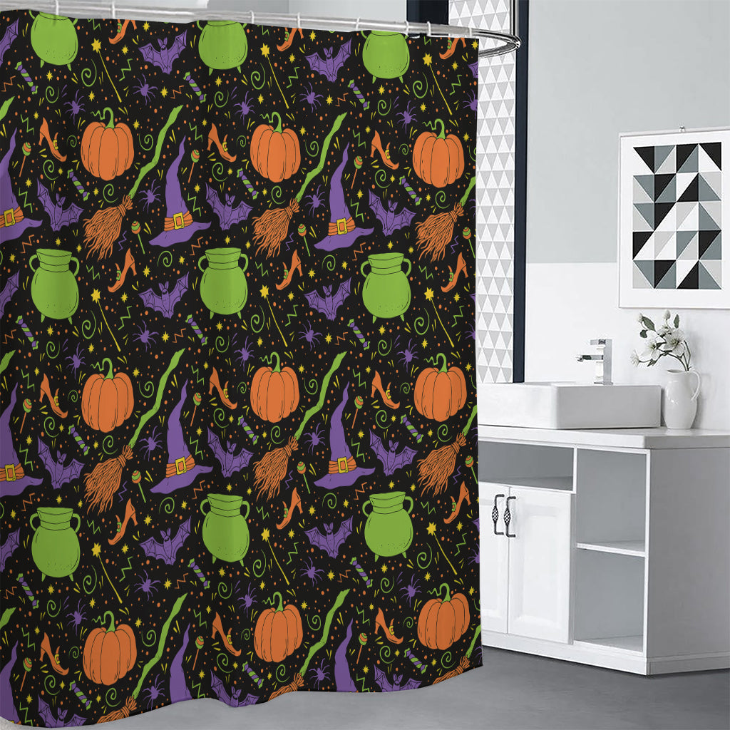 Halloween Wizard Pattern Print Premium Shower Curtain
