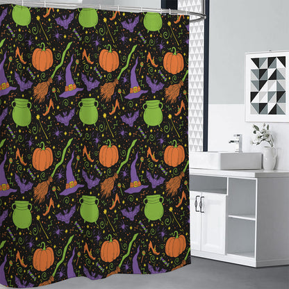 Halloween Wizard Pattern Print Premium Shower Curtain