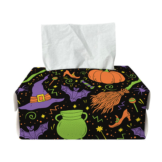 Halloween Wizard Pattern Print Rectangle Tissue Box Cover