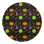 Halloween Wizard Pattern Print Round Blanket