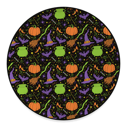 Halloween Wizard Pattern Print Round Floor Mat