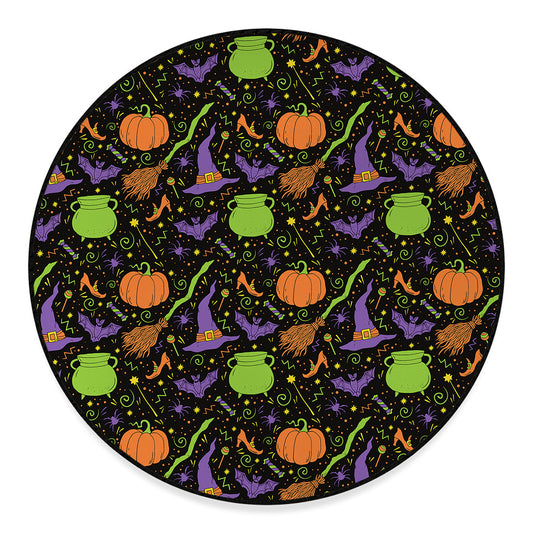 Halloween Wizard Pattern Print Round Floor Mat