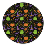 Halloween Wizard Pattern Print Round Floor Mat
