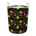 Halloween Wizard Pattern Print Round Laundry Basket