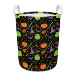 Halloween Wizard Pattern Print Round Laundry Basket