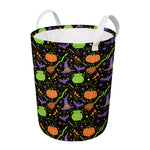 Halloween Wizard Pattern Print Round Laundry Basket
